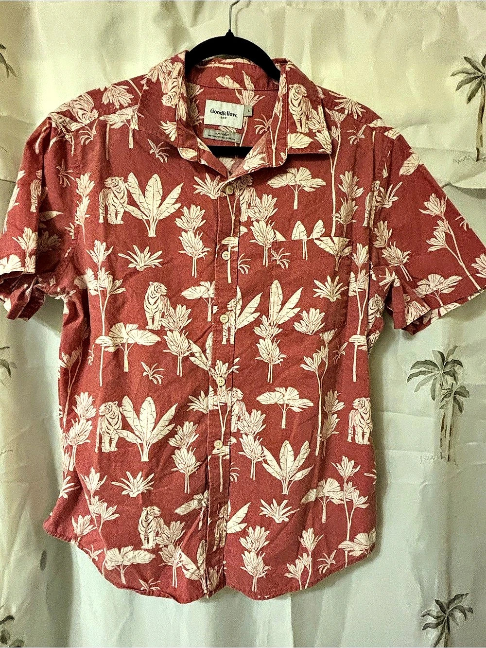 Goodfellow & Co Floral Linen Button Down in Coral Large Like New